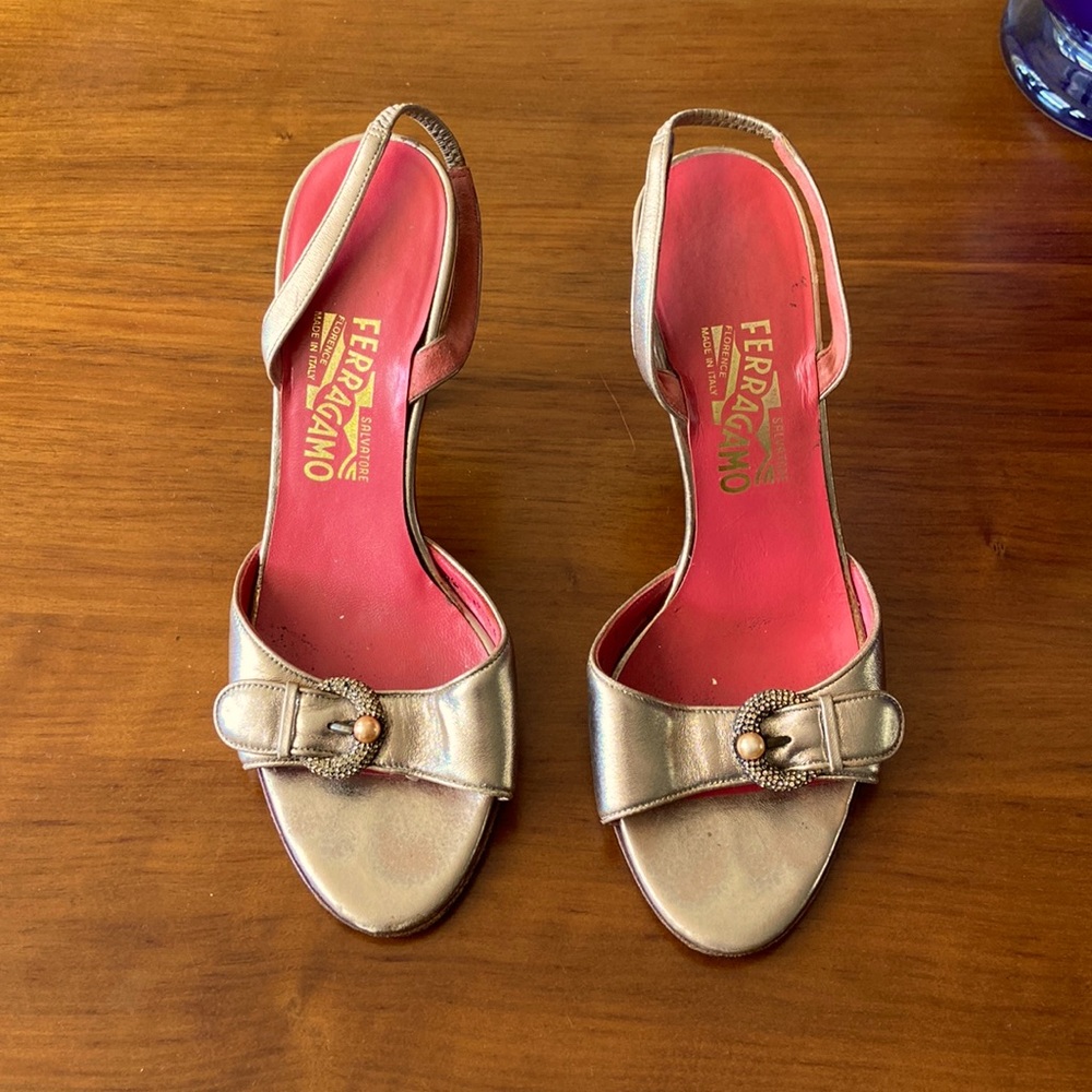 Salvatore Ferragamo Formal Bronze Sandals